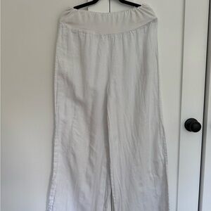 Elegant White Linen Women's Pants